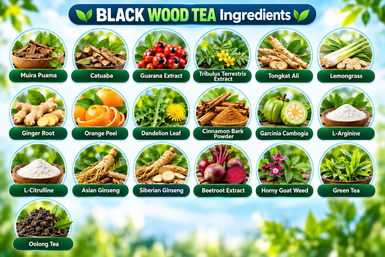 Black Wood Tea Ingredins