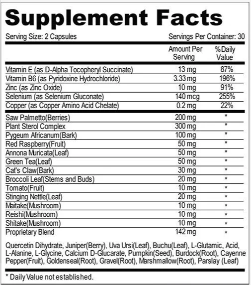 Prostate 911 Supplement Facts