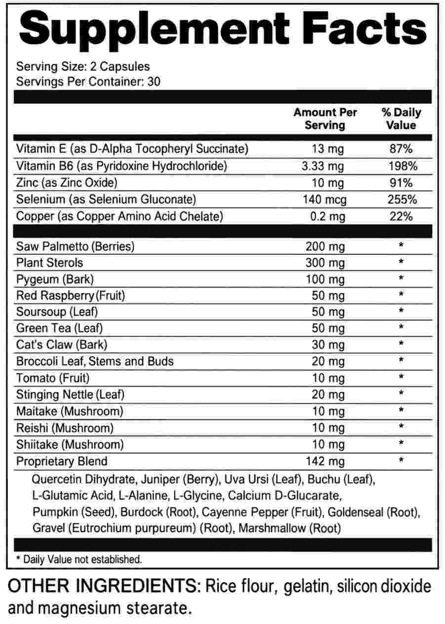 VitalFlow Supplement Fact.